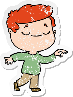 Bir insan tarafından çizilmiş barışçıl bir adamın sıkıntılı çıkartması.