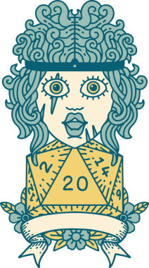 Retro Dövme Tarzı İnsan Barbarlığı Bir insan tarafından çizilmiş 20 zar ile