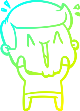 Bir insan tarafından çizilmiş, heyecanlı bir çizgi film çizimi.