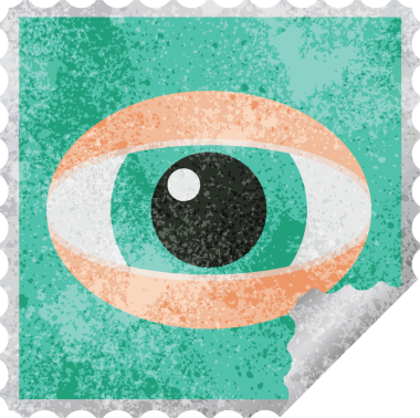 bir insan tarafından çizilmiş bir kare göz etiketi.