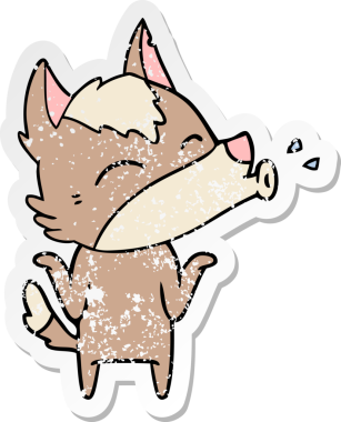 Bir insan tarafından çizilmiş uluyan kurt çizgi filminin sıkıntılı çıkartması.