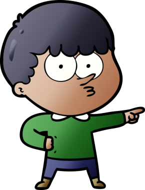 Bir insan tarafından çizilmiş çizgi film çocuğu.