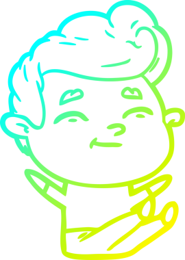 Bir insan tarafından çizilmiş mutlu bir çizgi film karakteri çizimi.