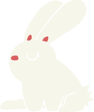 Bir insan tarafından çizilmiş düz renkli çizgi film tavşanı