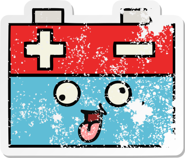 Bir insan tarafından çizilmiş şirin bir araba aküsünün sıkıntılı çıkartması.