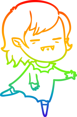 Gökkuşağı gradyan çizgi çizimi Bir insan tarafından çizilen ölümsüz vampir kız çizgi