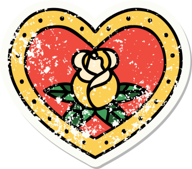 Geleneksel bir kalp stili ve bir insan tarafından çizilmiş çiçek dövmesi.