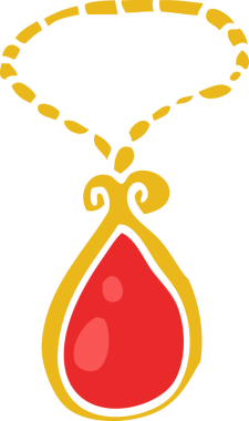 Bir insan tarafından çizilmiş kırmızı kolye.