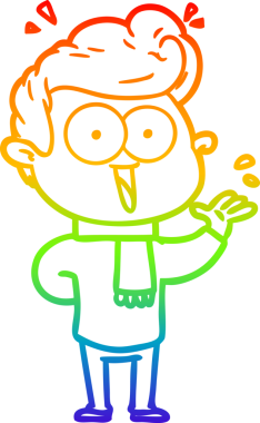 Gökkuşağı gradyanı çizimi bir insan tarafından çizilmiş heyecanlı bir çizgi film