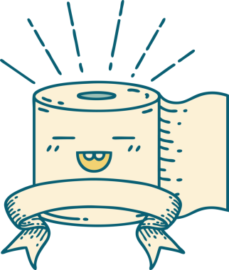 Dövme stili tuvalet kağıdı karakteri bir insan tarafından çizilmiş parşömen.