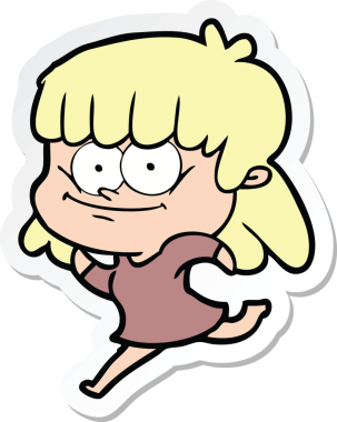 Bir insan tarafından çizilmiş gülümseyen bir karikatür çıkartması.