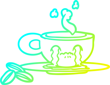 Bir insan tarafından çizilmiş ağlayan bir espresso bardağının soğuk gradyan çizimi