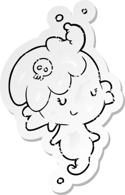 Bir insan tarafından çizilmiş karikatür bir hayaletin sıkıntılı çıkartması.