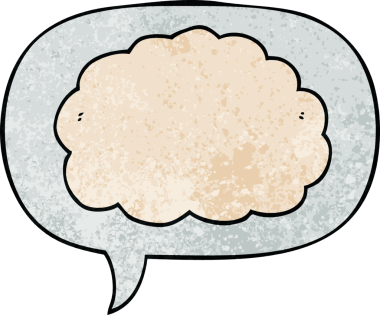 Konuşma baloncuğu olan karikatür bulutu insan tarafından çizilmiş retro doku.