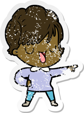 Bir insan tarafından çizilmiş karikatür kadının sıkıntılı çıkartması.