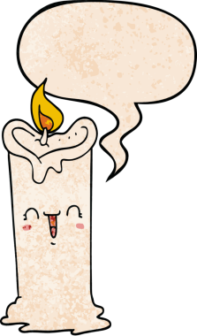 bir insan tarafından çizilmiş eski moda konuşma baloncuklu çizgi film mutlu mumu