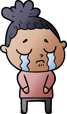 Bir insan tarafından çizilmiş ağlayan kadın çizgi filmi.