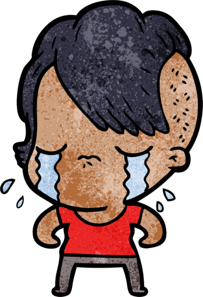 Bir insan tarafından çizilmiş ağlayan bir kız.