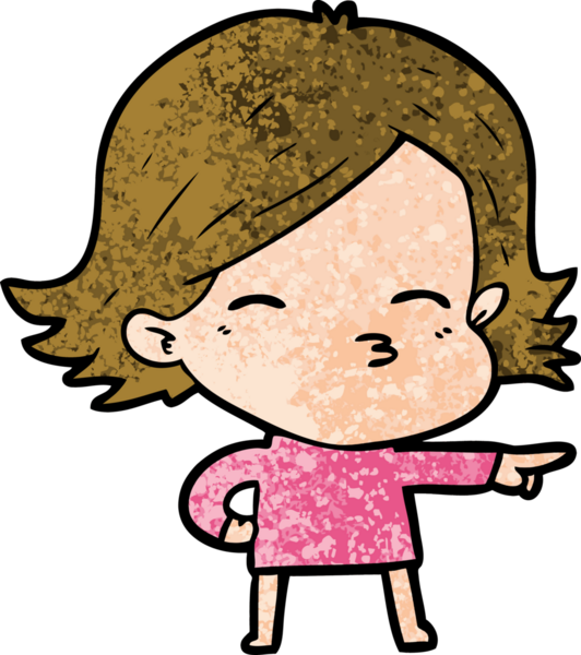 Bir insan tarafından çizilmiş çizgi film kadını.