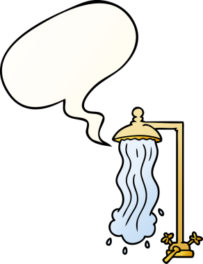 bir insan tarafından çizilmiş düzgün eğimli konuşma baloncuklu çizgi film duşu