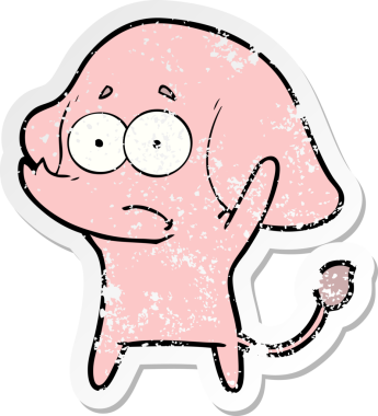 Bir insan tarafından çizilmiş belirsiz bir filin sıkıntılı çıkartması.