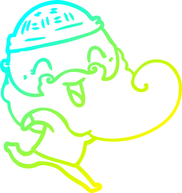 Bir insan tarafından çizilmiş mutlu sakallı bir adamın soğuk hava çizgisi.