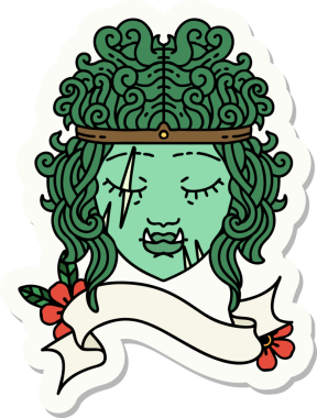 Bir insan tarafından çizilmiş bir ork barbar karakterinin çıkartması.