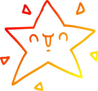 Bir insan tarafından çizilen mutlu bir çizgi yıldızın sıcak gradyan çizimi