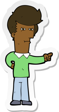 Bir insan tarafından çizilmiş bir karikatür adamın çıkartması.