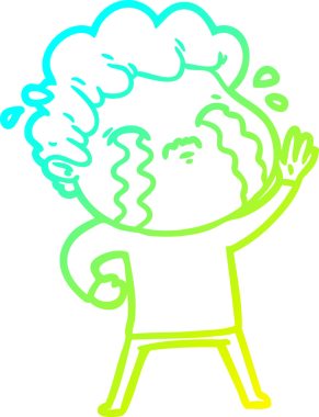 Bir insan tarafından çizilmiş ağlayan bir çizgi film karakteri çizimi.