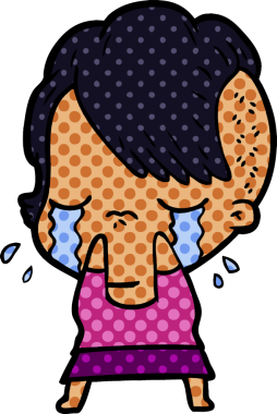 Bir insan tarafından çizilmiş ağlayan bir kız.