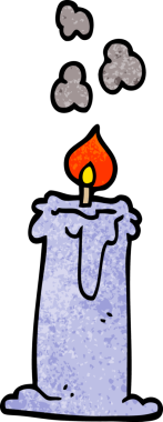 Bir insan tarafından çizilmiş karikatür yanan mum.