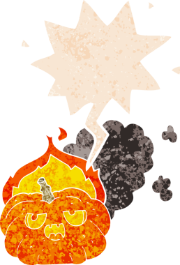 karikatür alevli cadılar bayramı balkabağı grunge dertli retro dokuma bir insan tarafından çizilmiş