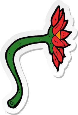 Bir insan tarafından çizilmiş karikatür çiçeğinin çıkartması.