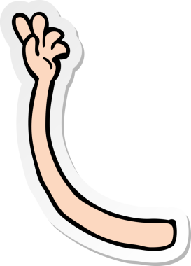 Bir insan tarafından çizilmiş karikatür kol jestinin çıkartması.