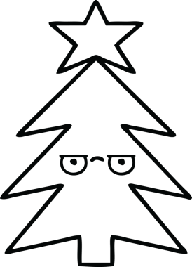 Bir insan tarafından çizilmiş bir noel ağacının çizgi çizimi