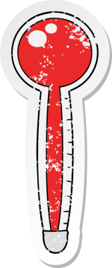 Bir insan tarafından çizilmiş karikatür termometresinin sıkıntılı etiketi.