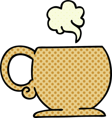 Bir insan tarafından çizilmiş tuhaf bir çizgi roman tarzı sıcak içecek.