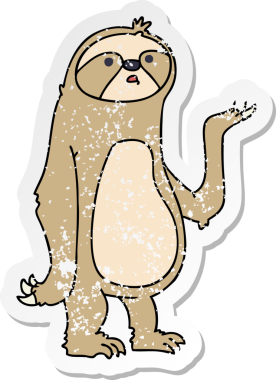 Bir insan tarafından çizilmiş garip bir el çizilmiş, sıkıntılı bir miskinlik çıkartması.