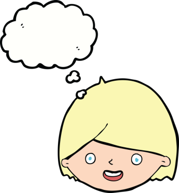 Bir insan tarafından çizilmiş düşünce baloncuklu mutlu bir yüz.