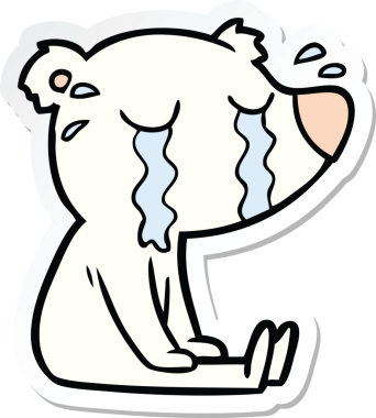 Bir insan tarafından çizilmiş ağlayan kutup ayısının çıkartması.