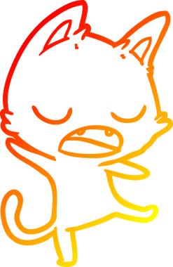 Bir insan tarafından çizilen konuşan kedi çizgi filminin sıcak gradyan çizimi