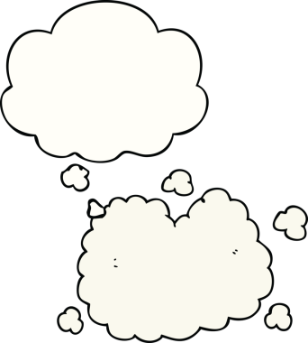 Bir insan tarafından çizilmiş düşünce baloncuklu duman bulutu.