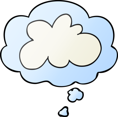 Düşünce baloncuğu ve bir insan tarafından çizilmiş yumuşak gradyan şekilli karikatür dekoratif bulut sembolü