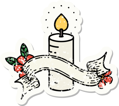 Bir insan tarafından çizilmiş mum pankartıyla eski bir etiket.