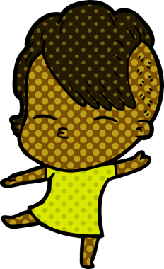 Bir insan tarafından çizilmiş şaşı çizgi film kızı.