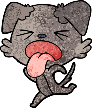 Bir insan tarafından çizilmiş çizgi film koşan köpeği.