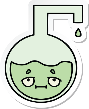 Bir insan tarafından çizilmiş şirin bir karikatür bilim deneyinin çıkartması.