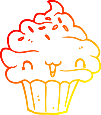 Bir insan tarafından çizilmiş, tatlı, şekerli bir kapkek çizimi.