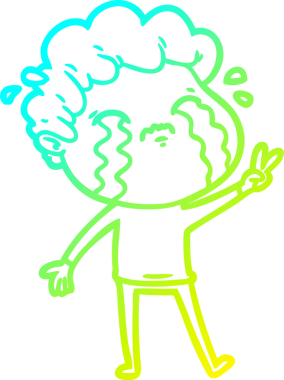 Bir insan tarafından çizilmiş ağlayan bir çizgi film karakteri çizimi.